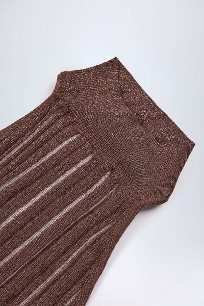 Backless Halterneck Maxi Dress in Bronze